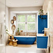 Mondiaz VICA ensemble de meuble de salle de bain - 100cm - meuble sous-vasque jeans - 2 tiroirs - lavabo moon milieu - 1 trou de robinet - couleur talc - miroir LED - version XL 60cm haut SW1092131