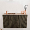 Mondiaz JOYA-DLUX 70cm toiletmeubel - kleur Shadow - Wastafel FAYE positie Links 1 kraangat kleur Arena. SW1424785