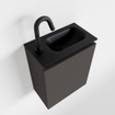 MONDIAZ TURE Kit lave-mains - 40x23x50cm - 1 trou de robinet - 1 porte - gris foncé mat - Lavabo à droite - Solid Surface Noir SW475286