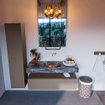 Mondiaz ALAN-DLUX Ensemble de meuble - 120cm - meuble Smoke mat - 1 tiroir - Lavabo Cloud Lava suspendu - vasque Centre - 0 trous de robinet SW808347