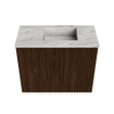 Mondiaz JOYA-DLUX 50cm toiletmeubel - kleur Walnut - Wastafel FAYE positie Rechts Zonder kraangat kleur Glace. SW1422338