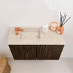 Mondiaz JOYA-DLUX 60cm meuble de salle de bains - couleur Walnut - Vasque FAYE position Gauche 1 trou de robinet couleur Frappe. SW1422282