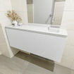 MONDIAZ OLAN Kit lave-mains - 120x30x40cm - 0 trous de robinet - 1 tiroir - talc mat - lavabo à droite - Solid Surface Blanc SW473206