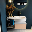 MONDIAZ RIVA Ensemble de meuble salle de bain - 100x50x30cm - 1 tiroir - MDF Rosee mat - push to open - 1 trou de robinet - lavabo à droite - solid surface talc SW702333
