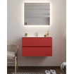 Mondiaz VICA ensemble de meuble de salle de bain - 80cm - meuble sous-vasque fire - 2 tiroirs - lavabo moon milieu - 1 trou de robinet - miroir LED - version XL 60cm haut SW1097958