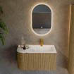 Ensemble de meuble Mondiaz KURVE - 85x46x40cm - 1 tiroir - 1 porte - lavabo en solid surface - droite - 1 trou de robinet - Dusk SW1414744