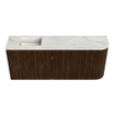 Mondiaz JOYA-DLUX 101.6cm toiletmeubel - ronding rechts kleur Walnut - Wastafel FAYE positie Links Zonder kraangat kleur Ostra. SW1422626