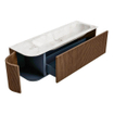 MONDIAZ KURVE-DLUX 145cm Meuble salle de bain avec module 25 G - couleur Walnut - 1 tiroir - 1 porte - vasque BIG LARGE droite - 1 trou de robinet - couleur Frappe SW1137455