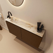 MONDIAZ TURE-DLUX Meuble WC 100 cm Rust. EDEN lavabo Frappe position gauche. Avec 1 trou de robinet. SW1102974
