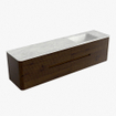 Mondiaz CIRO-DLUX Ensemble de meubles de salle de bains - 190x45x50cm - Plan-vasque Solid Surface Opalo - 1 vasque à droite - 1 trou de robinetterie - 4 tiroirs - Noyer SW1530366