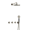 Hotbath Cobber IBS70 Ensemble de douche à effet pluie encastré - bras mural 38,5 cm - douche de tête ronde 20 cm - douchette 3 jets - nickel brossé SW678008