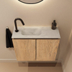 MONDIAZ TURE-DLUX Meuble toilette - 60cm - Washed Oak - EDEN - vasque Opalo - position gauche - 1 trou de robinet SW1104660
