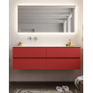 Mondiaz VICA ensemble de meuble de salle de bain - 150cm - meuble sous-vasque fire - 4 tiroirs - lavabo moon gauche - sans trou de robinet version XL 60cm de haut SW1090835