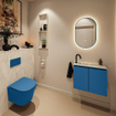 MONDIAZ TURE-DLUX meuble WC 60 cm Jeans. EDEN lavabo Ostra position gauche. Avec 1 trou de robinet. SW1104873