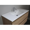 Basic Bella Meuble salle de bains avec lavabo céramique avec miroir et éclairage Blanc 100x55x46cm 1 trou de robinet Chêne SW491811