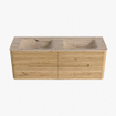Mondiaz CIRO-DLUX Badkamermeubelset - 140x45x50cm - Solid surface wastafel Arena - 2 wasbak Dubbel - zonder kraangaten - 4 lades - Oak SW1531395