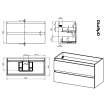 Saniclass Chaci Ensemble meuble de salle de bains - 100x46x55cm - lavabo en céramique blanc - 1 vasque ovale - 1 trou de robinet - 2 tiroirs - cotton mat (beige) SW1182326
