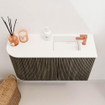 Mondiaz JOYA 71.6cm meuble de toilette - arrondi gauche couleur Shadow - Vasque FAYE position Droite 1 trou de robinet couleur Talc SW1421454