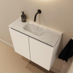 MONDIAZ TURE-DLUX Meuble toilette - 60cm - Talc - EDEN - vasque Opalo - position centrale - sans trou de robinet SW1104148