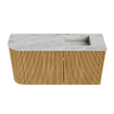 Mondiaz JOYA-DLUX Meuble de salle de bains - 81,6cm - arrondi gauche couleur Chêne - Vasque FAYE position Droite 1 trou de robinet couleur Glace SW1422004