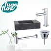 FugaFlow Eccelente Arredo fonteinset - 40x22x9cm - 1 kraangat - natuursteen - fonteinkraan chroom - zwart - Black Friday - SW1125264