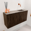 Mondiaz JOYA-DLUX 80cm toiletmeubel - kleur Walnut - Wastafel FAYE positie Rechts Zonder kraangat kleur Oza. SW1424565