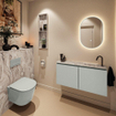 MONDIAZ TURE-DLUX Meuble toilette - 100cm - Greey - EDEN - vasque Glace - position droite - 1 trou de robinet SW1103307