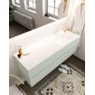 Mondiaz VICA ensemble de meuble de salle de bain - 150cm - meuble sous-vasque greey - 2 tiroirs - lavabo moon droite - 1 trou de robinet - version XL 60cm haut SW1090834