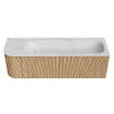 MONDIAZ KURVE-DLUX 145cm Meuble salle de bain avec module 25 G - couleur Oak - 1 tiroir - 1 porte - vasque BIG LARGE droite - sans trou de robinet - couleur Opalo SW1137562