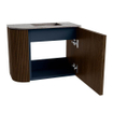 Mondiaz JOYA-DLUX 51.6cm toiletmeubel - ronding links kleur Walnut - Wastafel FAYE positie Rechts Zonder kraangat kleur Oza. SW1424573