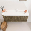 Mondiaz JOYA 91.6cm toiletmeubel - ronding links kleur Dusk - Wastafel FAYE positie Rechts 1 kraangat kleur Talc. SW1421640