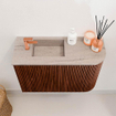 Mondiaz JOYA-DLUX 61.6cm toiletmeubel - ronding rechts kleur Ruby - Wastafel FAYE positie Links 1 kraangat kleur Saba. SW1425607