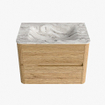 Mondiaz CIRO-DLUX Badkamermeubelset - 70x45x50cm - Solid surface wastafel Glace - 1 wasbak Midden - zonder kraangaten - 2 lades - Oak SW1530826