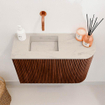 Mondiaz JOYA-DLUX 61.6cm toiletmeubel - ronding rechts kleur Ruby - Wastafel FAYE positie Links Zonder kraangat kleur Opalo. SW1423720