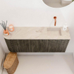 Mondiaz JOYA-DLUX 101.6cm meuble de salle de bains - arrondi gauche couleur Shadow - Vasque FAYE position Droite Sans trou de robinet couleur Frappe. SW1422693
