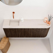 Mondiaz JOYA-DLUX 101.6cm toiletmeubel - ronding rechts kleur Walnut - Wastafel FAYE positie Links Zonder kraangat kleur Meli. SW1424451