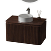 Saniclass Terra Edge Wastafelonderkast- 80cm - ribbel - 2 lades - afgeronde hoeken - kastanje (walnoot) SW1449111