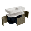 MONDIAZ THOR-DLUX 100cm meuble de salle de bains arrondi gauche + droite couleur Shadow avec 1 tiroir et 2 portes. Vasque suspendue CLOUD gauche sans trou de robinet couleur Glace. SW1467442