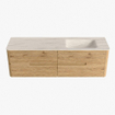 Mondiaz CIRO-DLUX Badkamermeubelset - 160x45x50cm - Solid surface wastafel Meli - 1 wasbak Rechts - 1 kraangat - 4 lades - Oak SW1531397