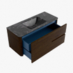 Mondiaz CIRO-DLUX Ensemble de meubles de salle de bains - 110x45x50cm - Vasque en solid surface Lava - 1 lavabo au milieu - 1 trou de robinet - 2 tiroirs - Noyer SW1530168