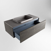 MONDIAZ ERIN Ensemble de meuble salle de bain - 100cm - Marron foncé - 1 tiroir - lavabo centré - 0 trous de robinet - Gris foncé SW698249