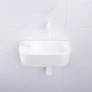 QeramiQ Fuente Ensemble de Lavabo - 40x21.5x12cm - lisse - demi-rond - céramique - ensemble de robinet blanc mat - bouchon de vidange - siphon abaissé - blanc mat SW1233091