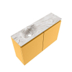MONDIAZ TURE-DLUX meuble de toilettes 80cm Ocher. Lavabo EDEN Glace position gauche. Avec 1 trou de robinet. SW1103387