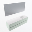 Mondiaz Vica ensemble de meuble de salle de bain - 160cm - meuble sous vasque greey - 4 tiroirs - lavabo moon droite - sans trous de robinet - couleur talc - miroir LED - version XL 60cm de haut SW1092104