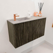 Mondiaz JOYA-DLUX 70cm meuble de salle de bains - couleur Shadow - Vasque FAYE position Gauche 1 trou de robinet couleur Glace. SW1422746