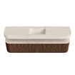 MONDIAZ THOR-DLUX 200cm badmeubel ronding links + rechts kleur Walnut met 2 lades en 2 deuren. Vrijhangende wastafel CLOUD Midden 1 kraangat kleur Meli. SW1467101