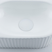 QeramiQ Fuente Fonteinset - 40x21.5x12cm - links - geribbeld - halfrond - 1 kraangat - keramiek - fonteinkraan wit mat - afvoerplug - verlaagd sifon - wit glans SW1233006