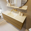 Mondiaz VICA-DLUX ensemble de meuble de salle de bain - 130cm - meuble sous-vasque oro - 2 tiroirs - lavabo encastré cloud milieu - sans trous de robinet - version haute de 60cm - opalo SW1086577