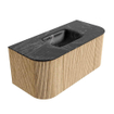 MONDIAZ KURVE-DLUX 100cm Meuble salle de bain avec module 25 G et D - couleur Oak - 1 tiroir - 2 portes - vasque GRUNNE centre - sans trou de robinet - couleur Lava SW1138102