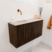 Mondiaz JOYA-DLUX 81.6cm toiletmeubel - ronding rechts kleur Walnut - Wastafel FAYE positie Links Zonder kraangat kleur Frappe. SW1422321